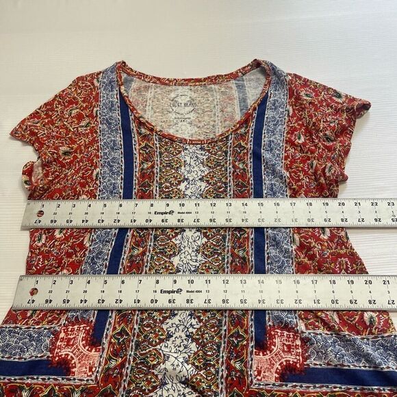 Lucky Brand Scoop Neck Short Sleeve Pull Over Top Multicolored Floral Plus Sz 1X - Picture 3 of 5